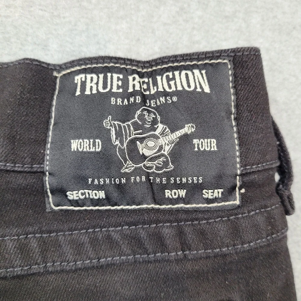 True Religion Ricky Relaxed Straight Mens 36 Black Cut Off Denim Jean Shorts
